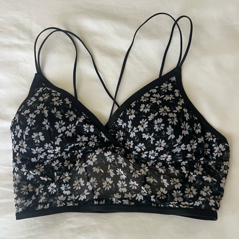 Floral Black Bralette